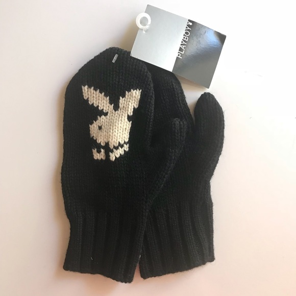 Playboy knitted Gloves 🧤 in Black NWT - Picture 3 of 4